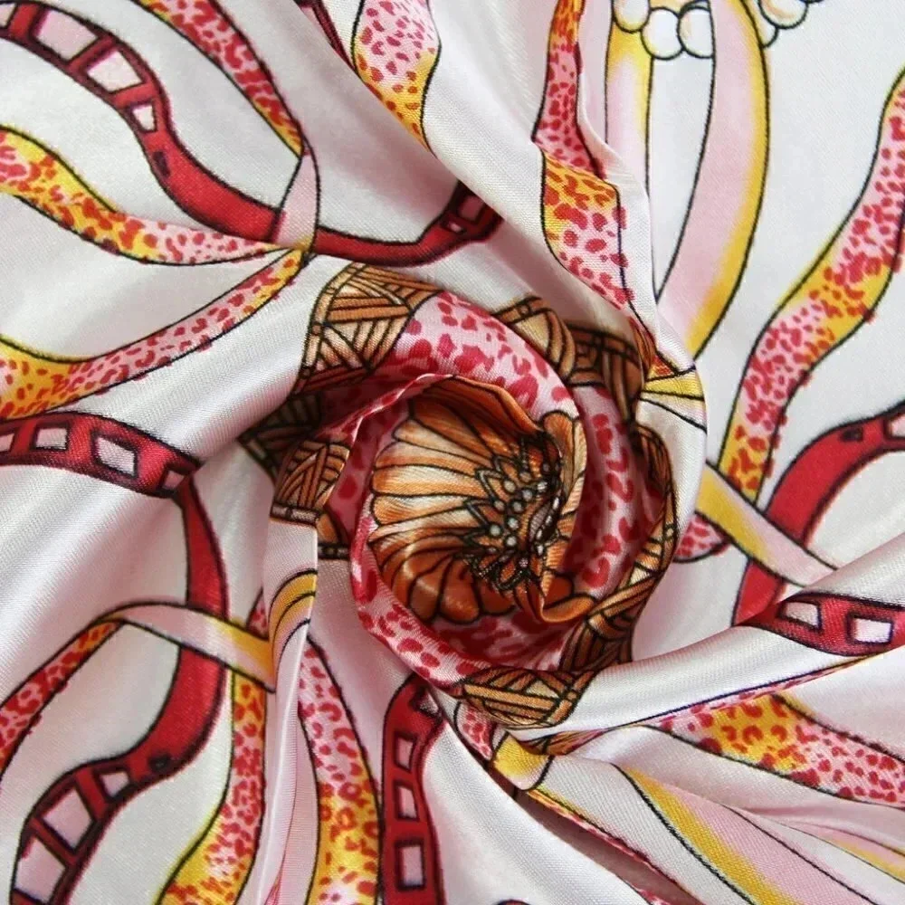 NEW Women's Chic Pink Ribbons Pearls and Gold Scarf